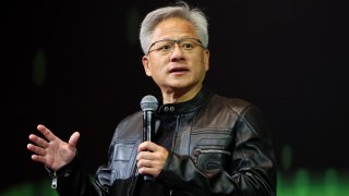 Jensen Huang, co-founder and CEO of Nvidia Corp., speaks during a news conference in Taipei on May 21, 2025.