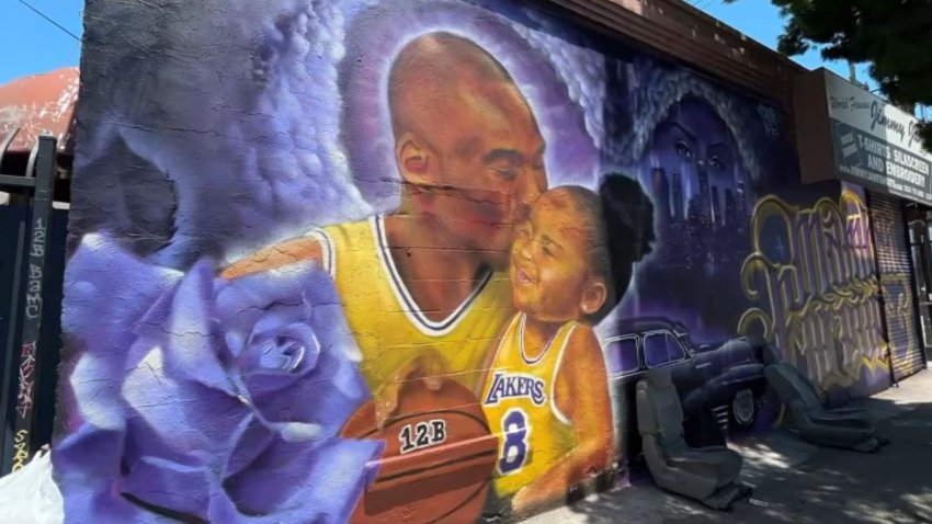 Restoration of a mural depicting Lakers legend Kobe Bryant and his daughter Gianna is complete.