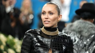 Miley Cyrus attends the 2025 Met Gala Celebrating “Superfine: Tailoring Black Style” at Metropolitan Museum of Art on May 05, 2025 in New York City.