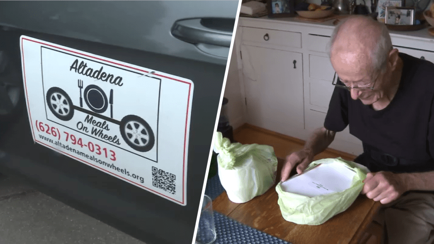 Altadena Meals on Wheels' logo and participant Peter Brier, as seen on Tuesday, June 24, 2025.
